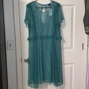 Torrid Teal Mesh Skater Dress